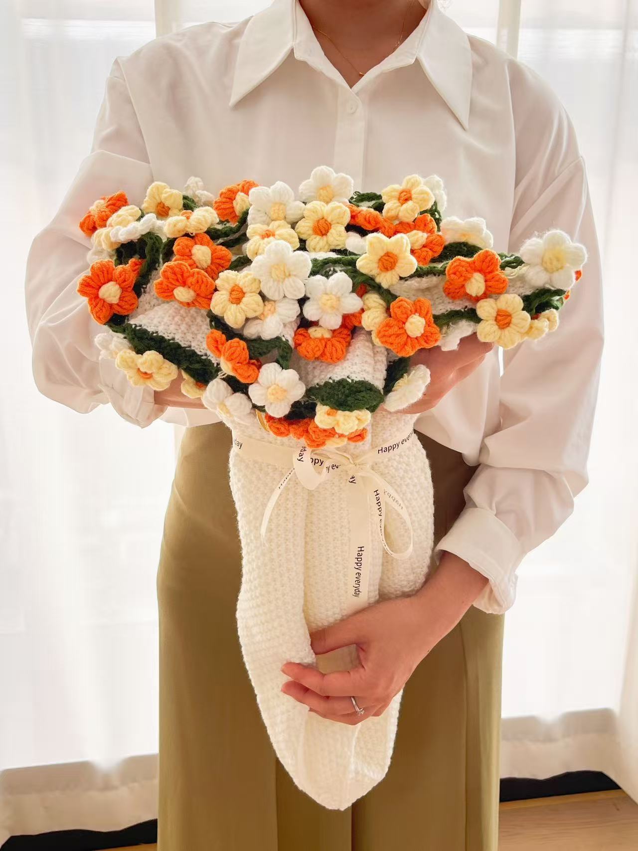 Sunflower Bouquet Blanket - Rustic Floral Throw, Hand-Knitted Puff Flower Blanket, Rose Bouquet Cozy Throw, Unique 3D Floral Design for Family, Friends & Partners.