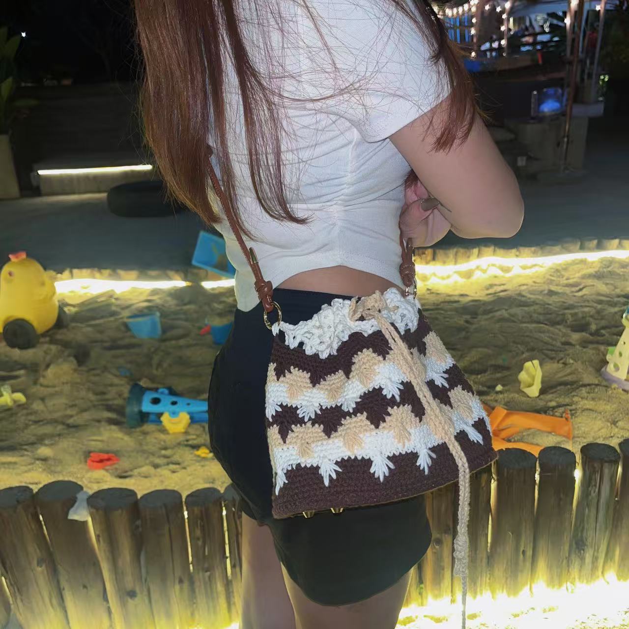 Handmade Crochet Shoulder Bag – Stylish Knitted Tote for Women