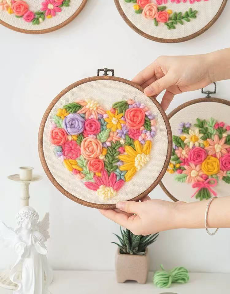 DIY Punch Needle Embroidery Kit  Floral Wall Hanging Craft Set, Handmade Home Decor Gift