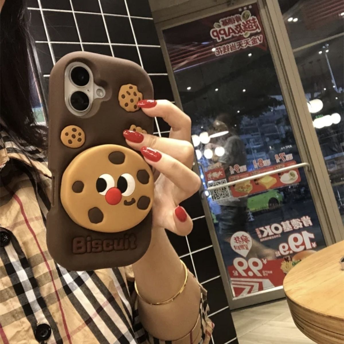 Cookie Biscuit Stand iPhone Case for iPhone 14/15/16 Pro Max - Cute Protective Cover with Kickstand