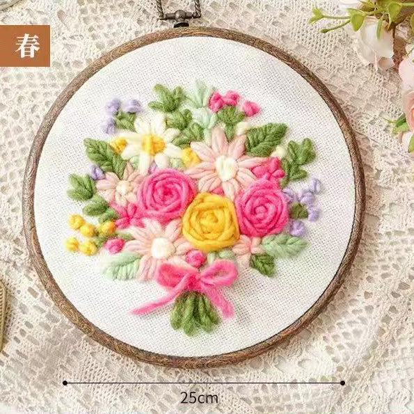 DIY Punch Needle Embroidery Kit  Floral Wall Hanging Craft Set, Handmade Home Decor Gift