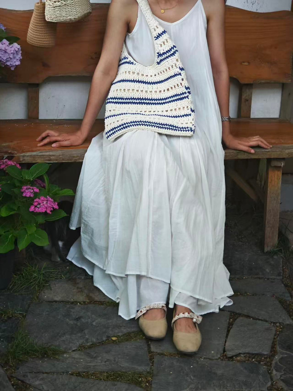 Handmade Crochet Cotton Bag – Hollow Knit Summer Shoulder Tote for Beach Days