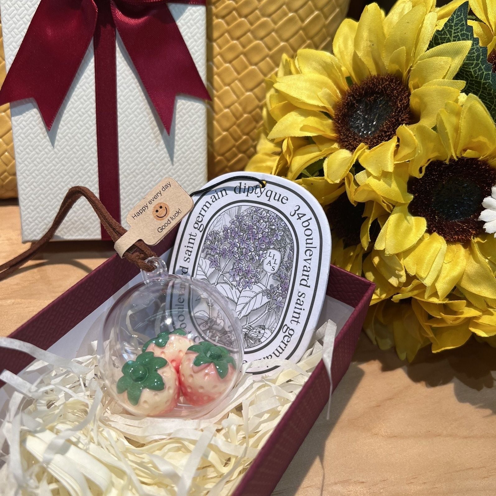 Strawberry Keychain for Backpack & Car, Cute Bag Charm, Couple Gift Accessory