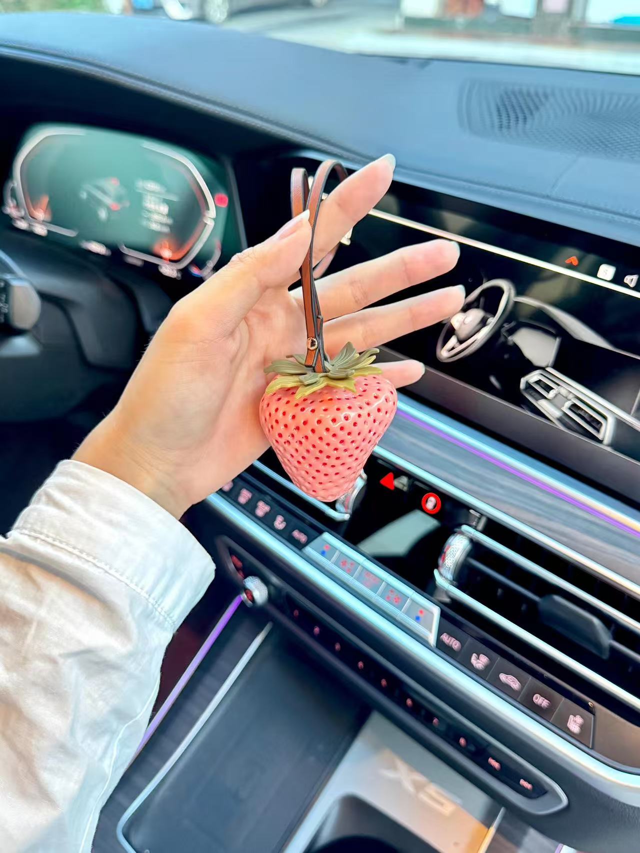 4 Strawberry Charm Keychain –  Red & pink Fruit Pendant for Bags & Cars