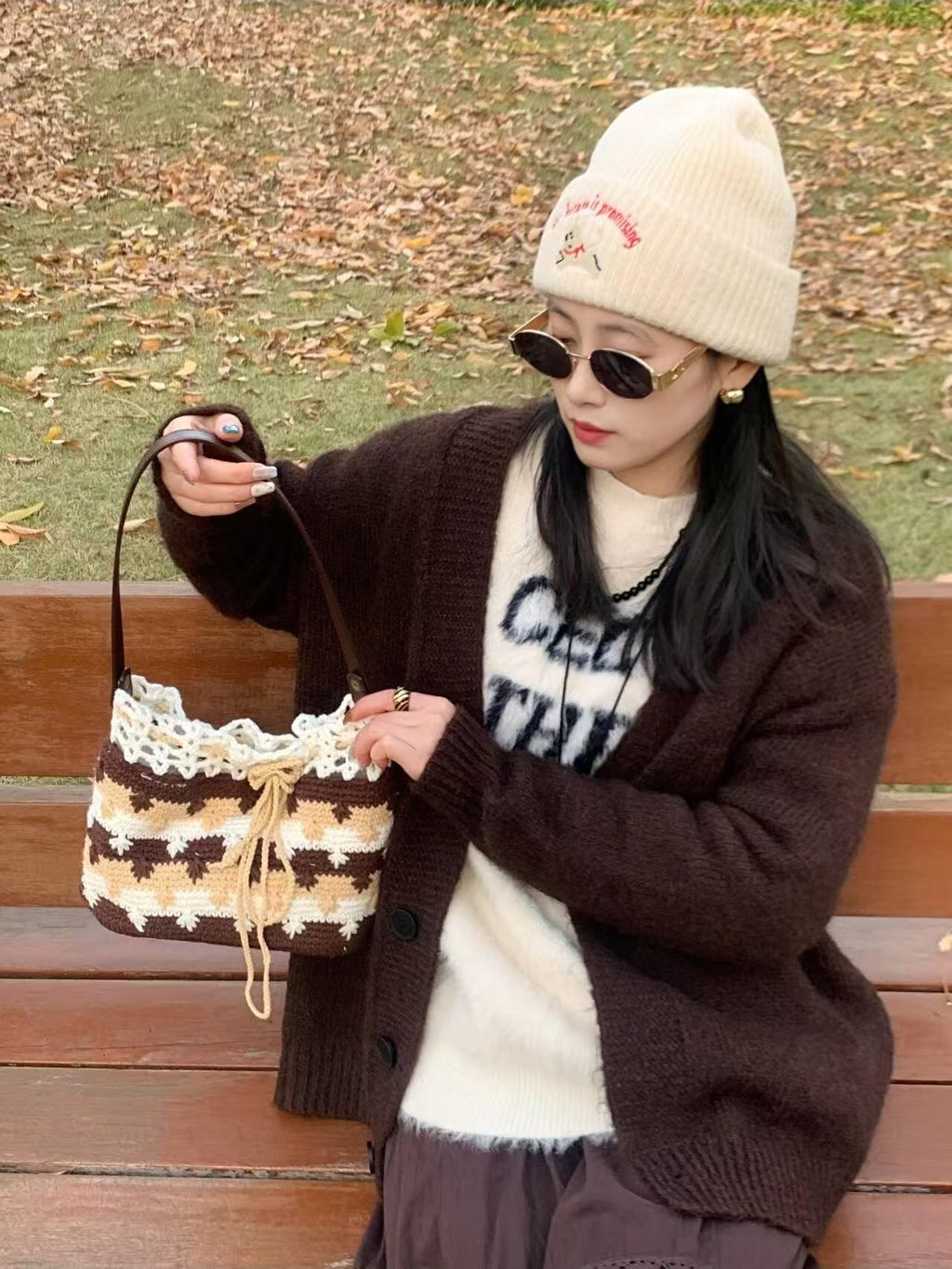 Handmade Crochet Shoulder Bag – Stylish Knitted Tote for Women