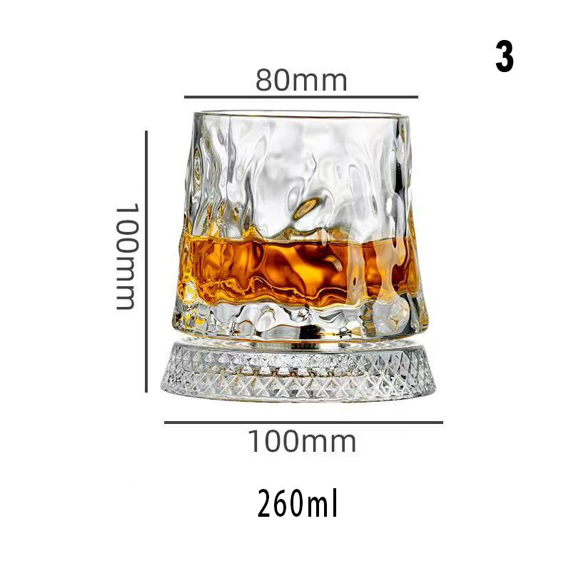 Whiskey Glasses Set of 2, Rotatable Tumbler Crystal Glass Cups, Drinking Glasses