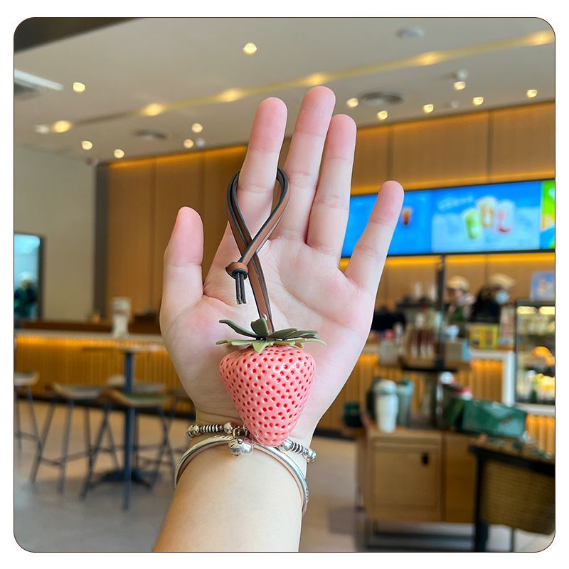 Strawberry Keychain for Backpack & Car, Cute Bag Charm, Couple Gift Accessory