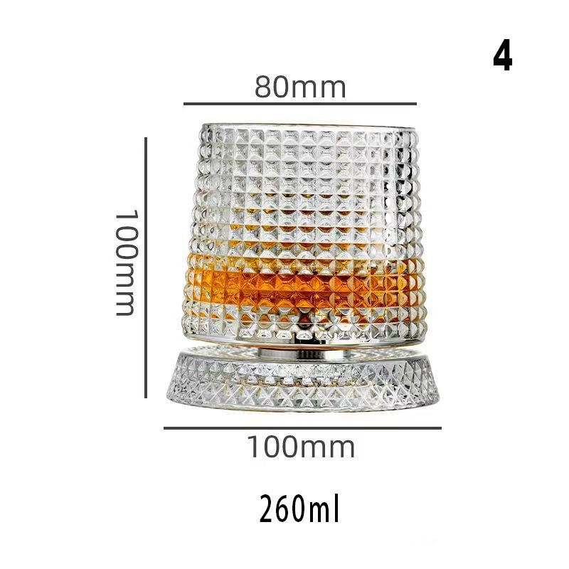Whiskey Glasses Set of 2, Rotatable Tumbler Crystal Glass Cups, Drinking Glasses