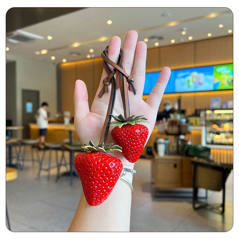 Strawberry Keychain for Backpack & Car, Cute Bag Charm, Couple Gift Accessory