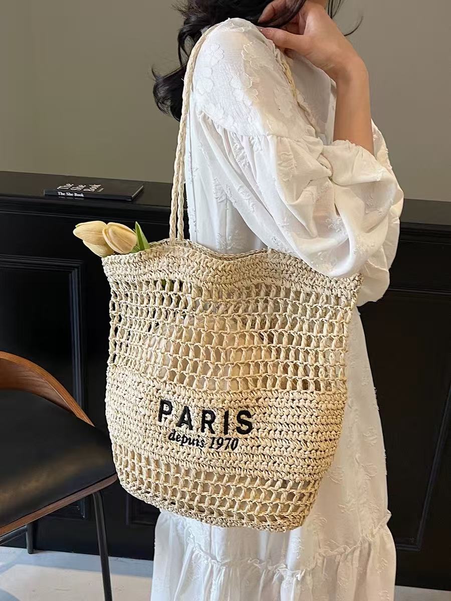 Trendy Woven Straw Shoulder Bag – Large Capacity Summer Beach Vacation Tote