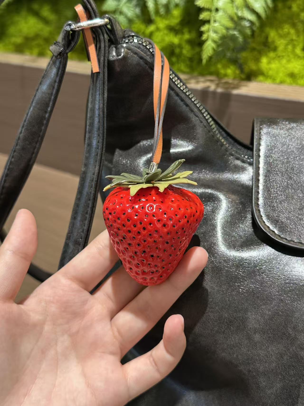 4 Strawberry Charm Keychain –  Red & pink Fruit Pendant for Bags & Cars