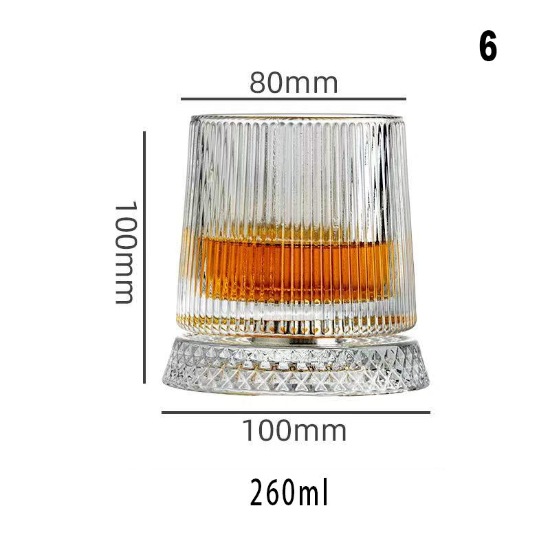 Whiskey Glasses Set of 2, Rotatable Tumbler Crystal Glass Cups, Drinking Glasses