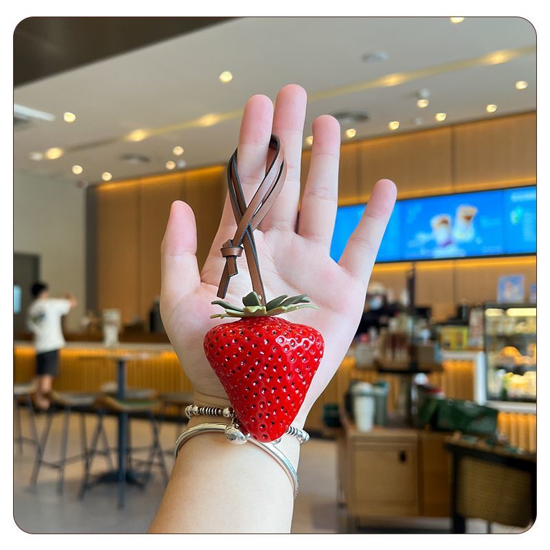 Strawberry Keychain for Backpack & Car, Cute Bag Charm, Couple Gift Accessory