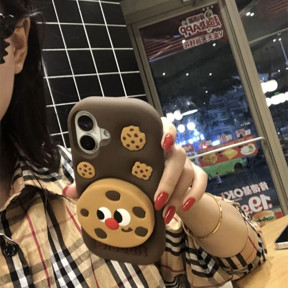 Cookie Biscuit Stand iPhone Case for iPhone 14/15/16 Pro Max - Cute Protective Cover with Kickstand