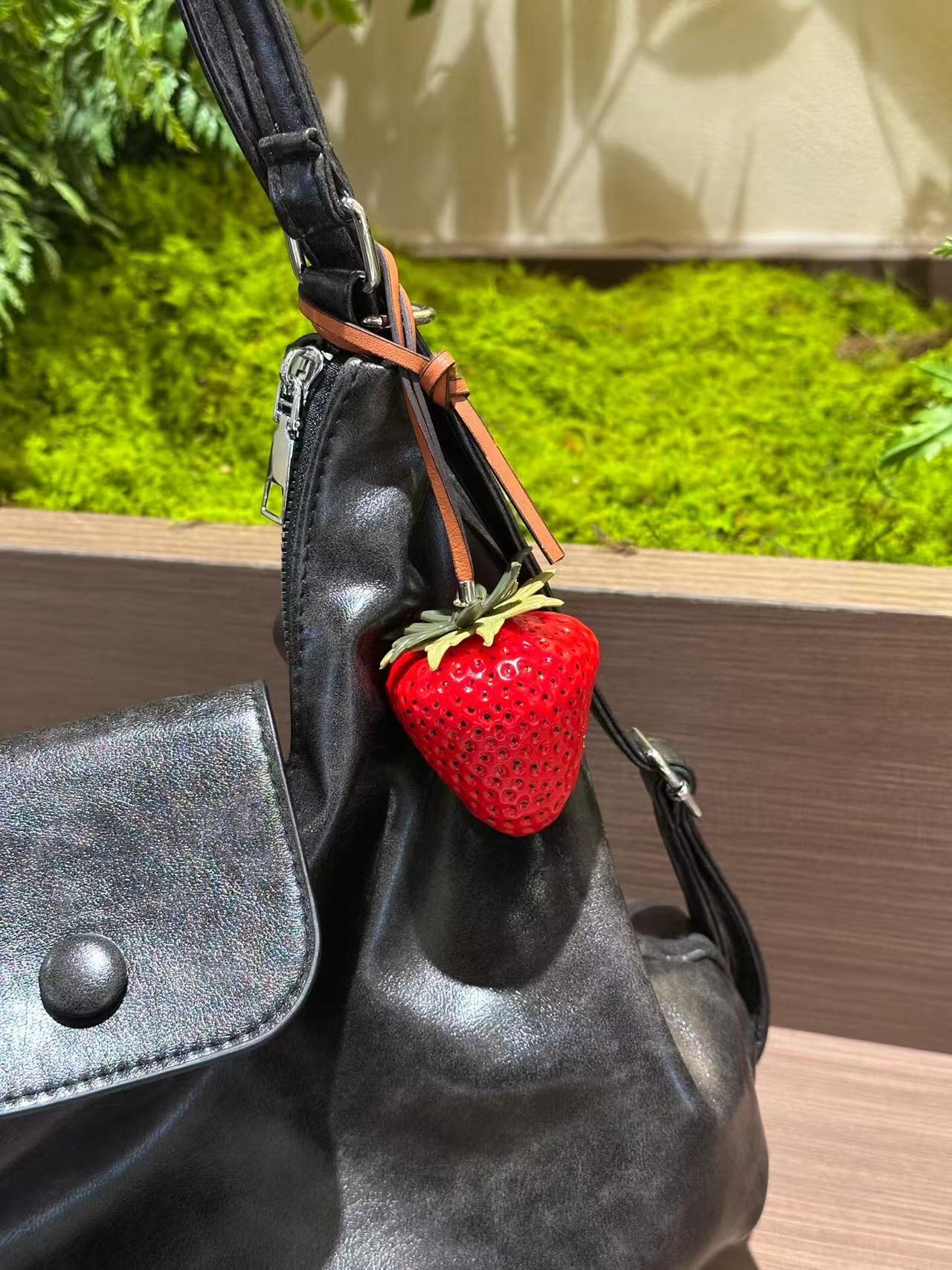 4 Strawberry Charm Keychain –  Red & pink Fruit Pendant for Bags & Cars