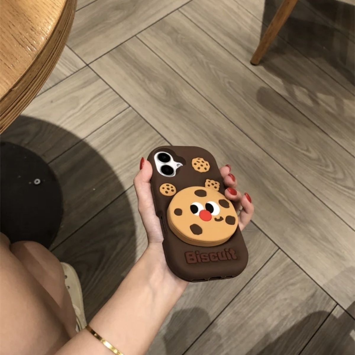 Cookie Biscuit Stand iPhone Case for iPhone 14/15/16 Pro Max - Cute Protective Cover with Kickstand