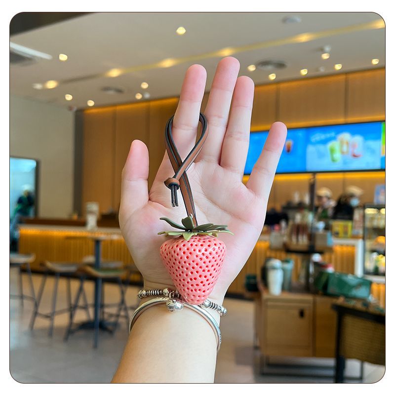 Strawberry Keychain for Backpack & Car, Cute Bag Charm, Couple Gift Accessory