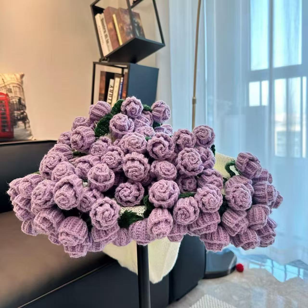 Crocheted Bouquet Blanket, Handmade Soft, Lightweight, and Romantic Rose Knitted Shawl Blanket.  the perfect gift for Mom or Friends..