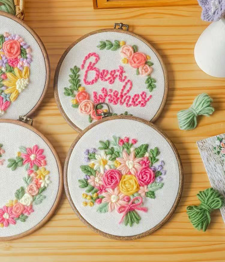 DIY Punch Needle Embroidery Kit  Floral Wall Hanging Craft Set, Handmade Home Decor Gift