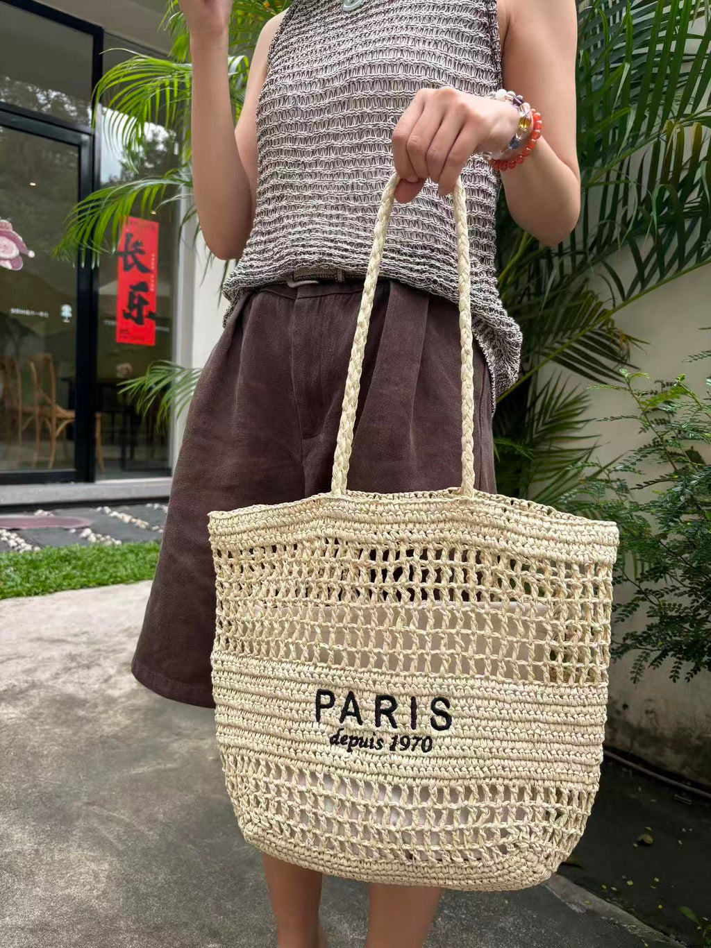 Trendy Woven Straw Shoulder Bag – Large Capacity Summer Beach Vacation Tote