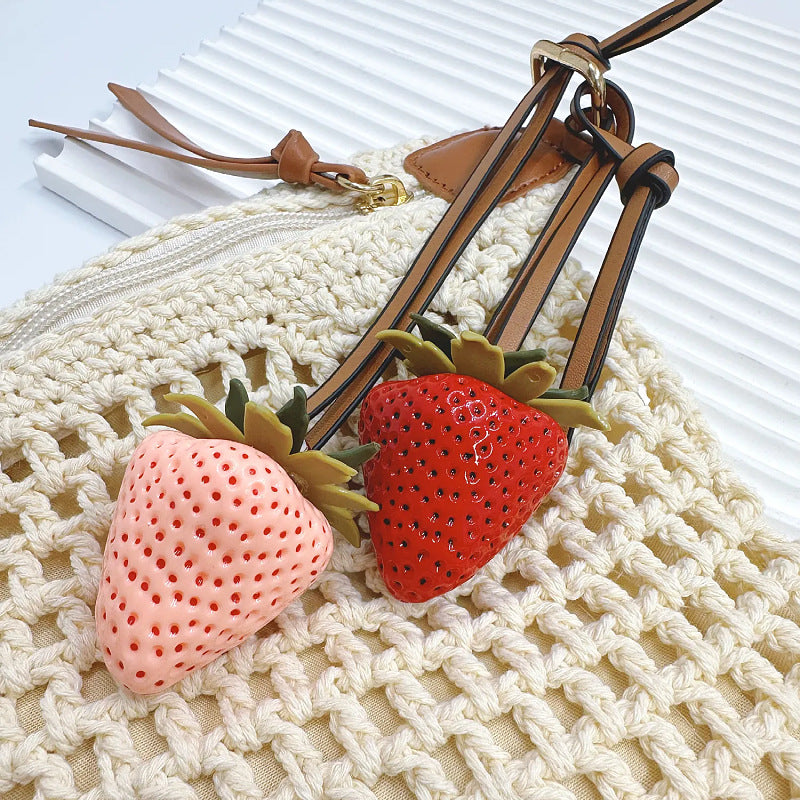Strawberry Keychain for Backpack & Car, Cute Bag Charm, Couple Gift Accessory