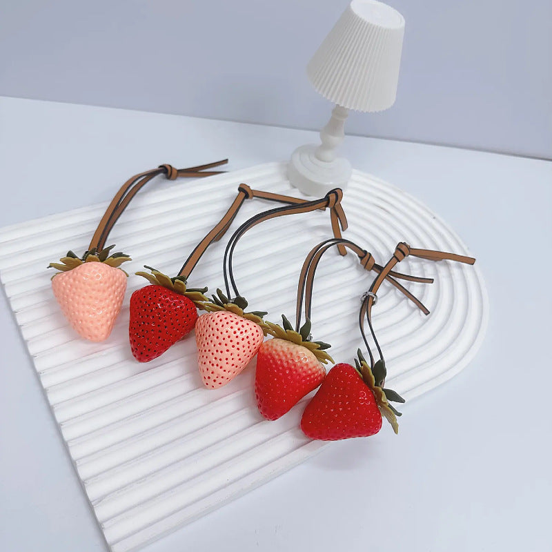 Strawberry Keychain for Backpack & Car, Cute Bag Charm, Couple Gift Accessory