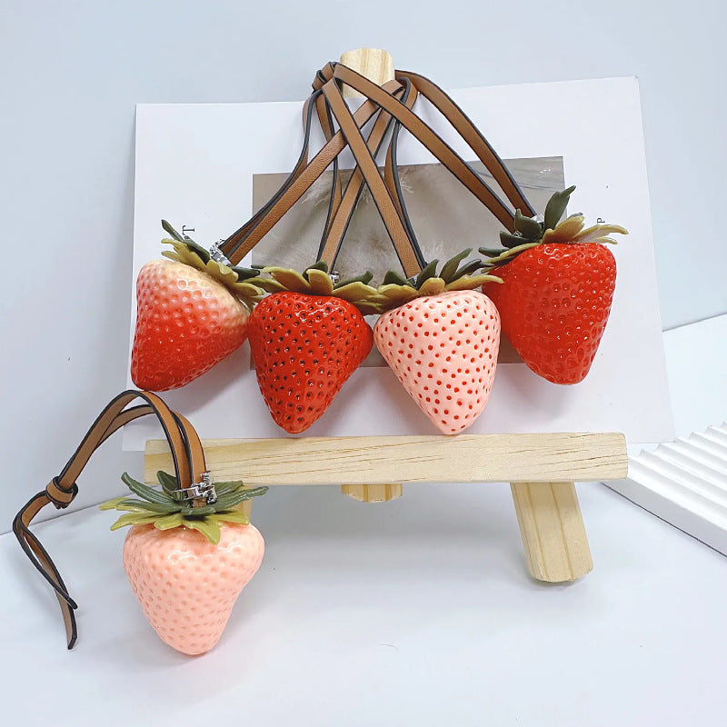 Strawberry Keychain for Backpack & Car, Cute Bag Charm, Couple Gift Accessory