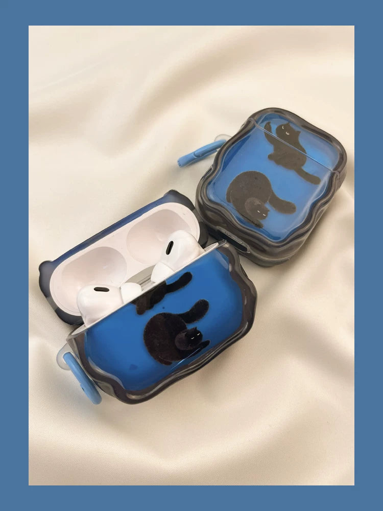 Artistic Blue Cat AirPods Case for AirPods 1/2/3/4/5/Pro - Unique Design Protective Cover