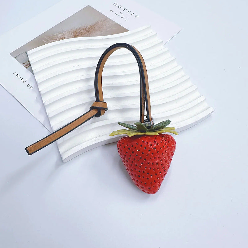 Strawberry Keychain for Backpack & Car, Cute Bag Charm, Couple Gift Accessory