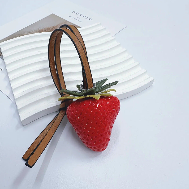 Strawberry Keychain for Backpack & Car, Cute Bag Charm, Couple Gift Accessory