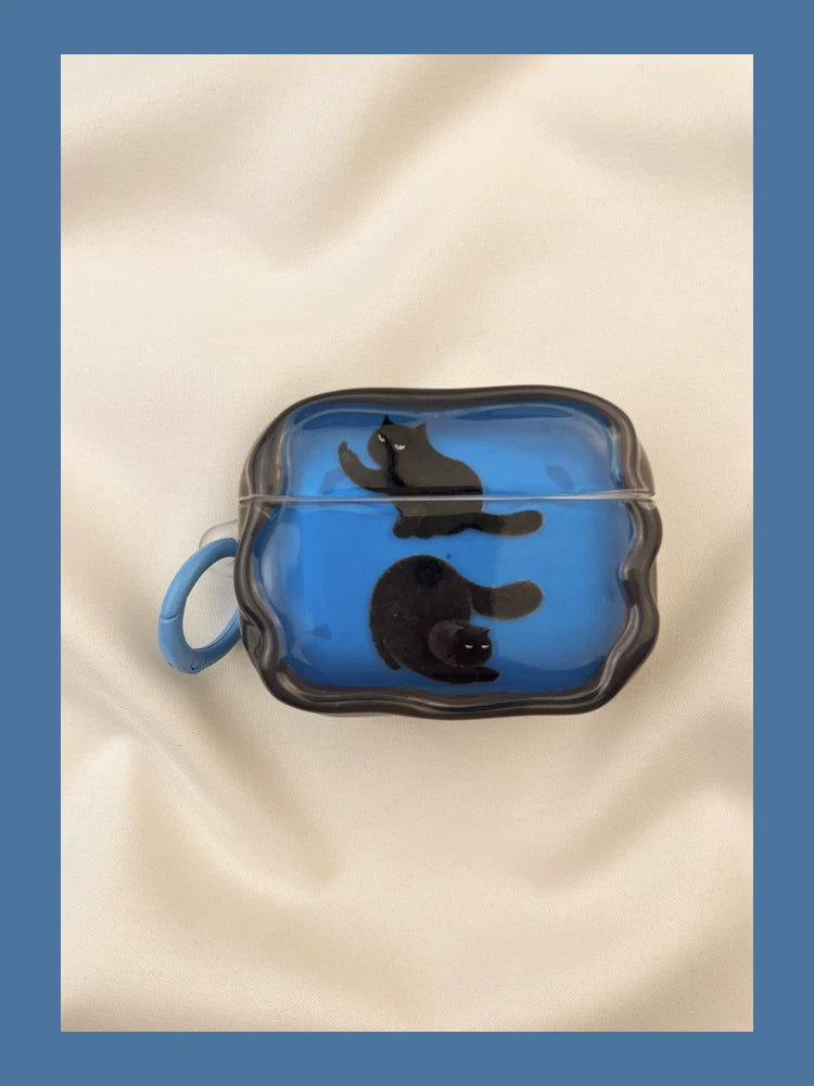 Artistic Blue Cat AirPods Case for AirPods 1/2/3/4/5/Pro - Unique Design Protective Cover