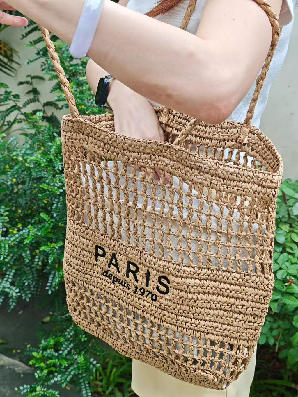 Trendy Woven Straw Shoulder Bag – Large Capacity Summer Beach Vacation Tote