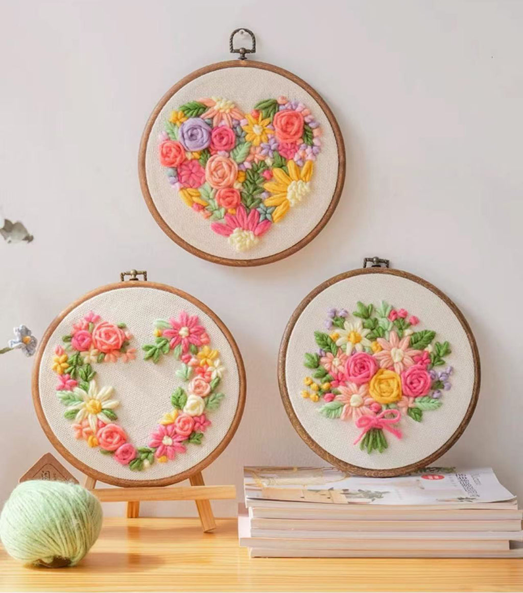 DIY Punch Needle Embroidery Kit  Floral Wall Hanging Craft Set, Handmade Home Decor Gift