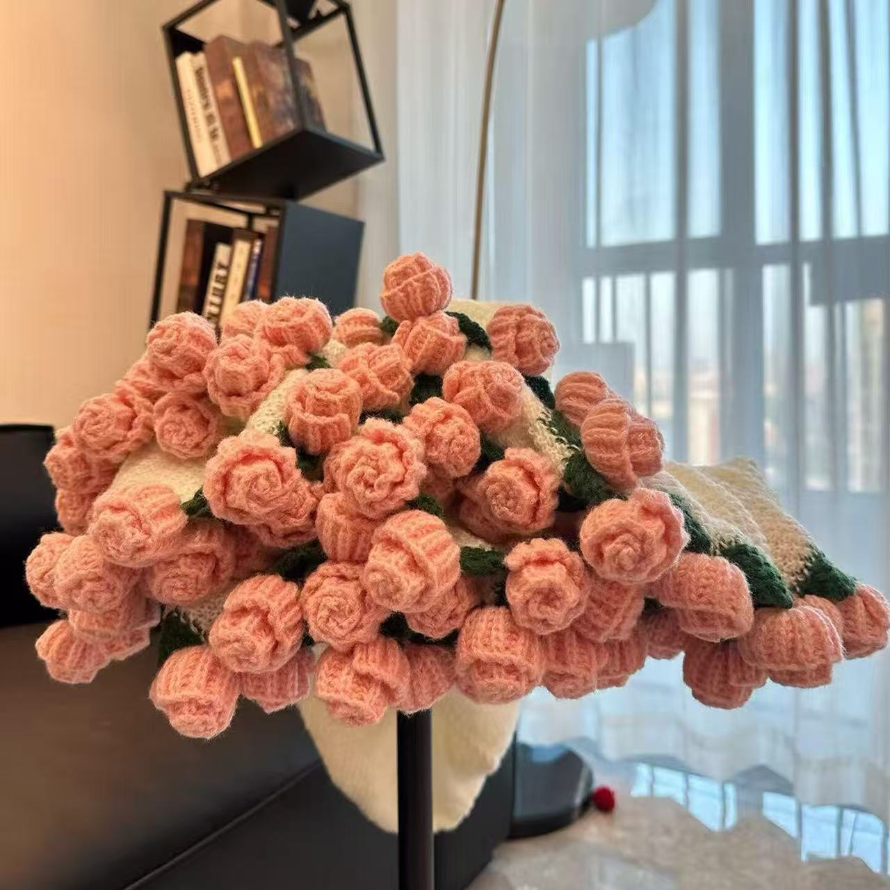 Crocheted Bouquet Blanket, Handmade Soft, Lightweight, and Romantic Rose Knitted Shawl Blanket.  the perfect gift for Mom or Friends..
