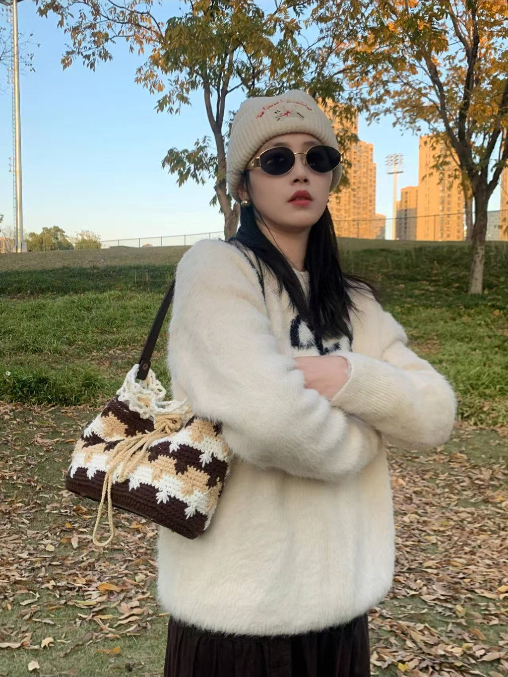 Handmade Crochet Shoulder Bag – Stylish Knitted Tote for Women