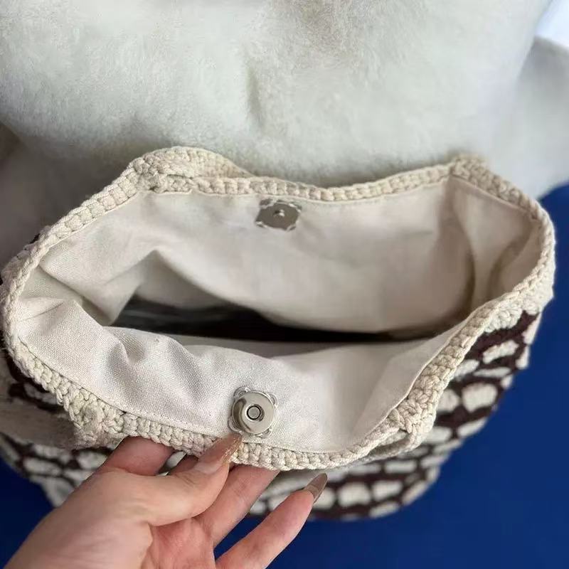 Handmade Waffle Crochet Shoulder Bag – Cotton Yarn Tote for Everyday Use