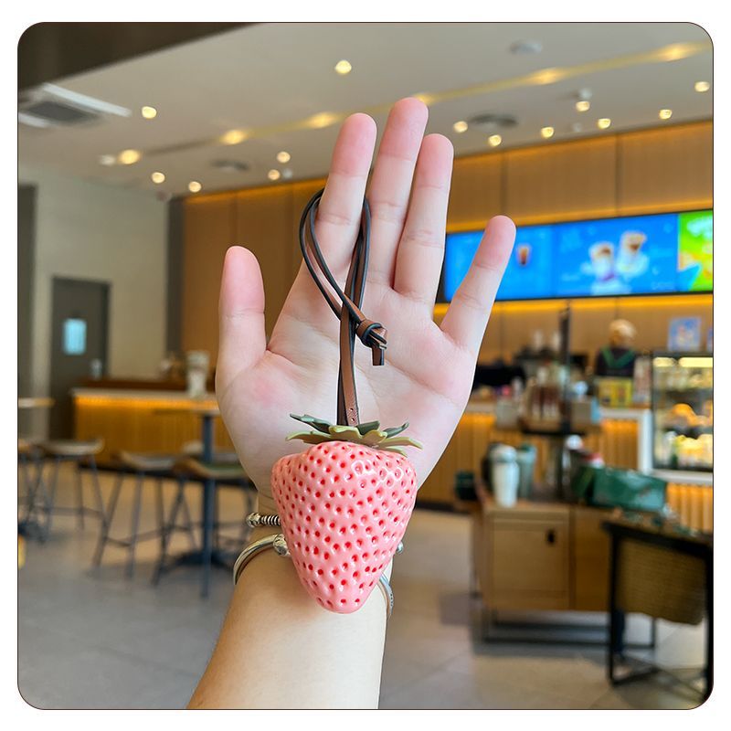 Strawberry Keychain for Backpack & Car, Cute Bag Charm, Couple Gift Accessory