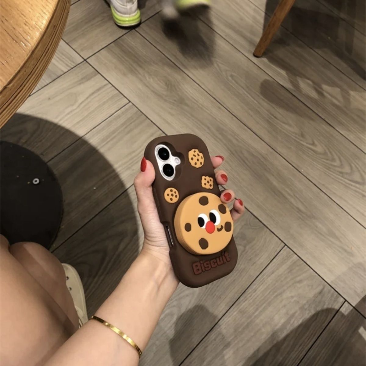 Cookie Biscuit Stand iPhone Case for iPhone 14/15/16 Pro Max - Cute Protective Cover with Kickstand